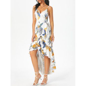 

Flounce Flower Print High Low Cami Wrap Dress, Multicolor