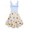 Guipure Lace Sunflower Print Cami Dress - LIGHT BLUE XXL