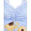 Guipure Lace Sunflower Print Cami Dress - LIGHT BLUE XXL