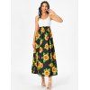 Backless Sunflower Sundress Crochet Summer Long Cami Dress - BLACK M
