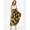 Backless Sunflower Sundress Crochet Summer Long Cami Dress - BLACK S