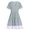 Bohemian Floral Tassel Pintuck Tiered Dress - multicolor XL