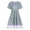Bohemian Floral Tassel Pintuck Tiered Dress - multicolor XL