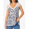 T-shirt Léopard en Dentelle Insérée à Mancherons - multicolor S