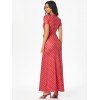 Polka Dot Belted Maxi Surplice Dress - RED 2XL