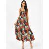 Cami Floral Leaves Print Swing Maxi Beach Dress - multicolor L
