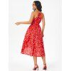Belted Contrast Spotted Print High Low Dress - RED S