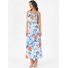 Bohemian Vacation Dress Flower Print Maxi Sundress Layer Adjustable Strap Backless Long Dress - WHITE XXL