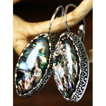 

Retro Ethnic Shell Print Drop Earrings, Silver
