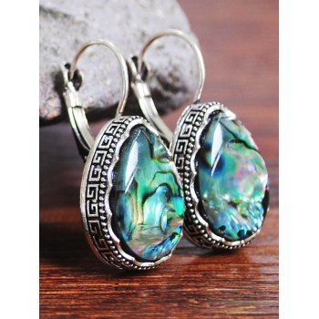 

Vintage Ethnic Shell Print Drop Earrings, Silver