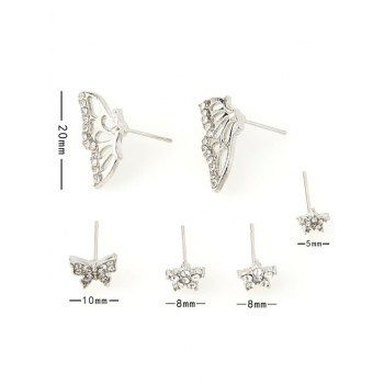 6Pcs Butterfly Star Rhinestone Stud Earrings Set