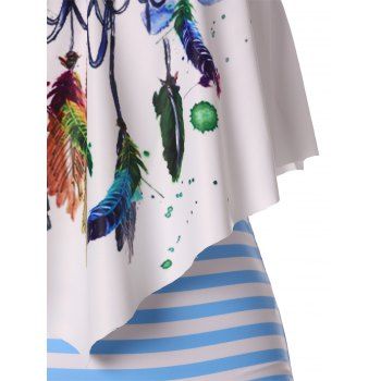 Kaufen Dreamcatcher Feather Flounce Top And Striped Bottoms Swimsuit. Bild