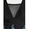 Plus Size & Curve Padded Paisley Mesh Panel Tankini Swimsuit - multicolor 5X