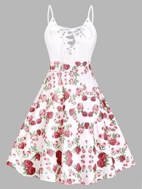 Floral Print Lace Up Cami Dress