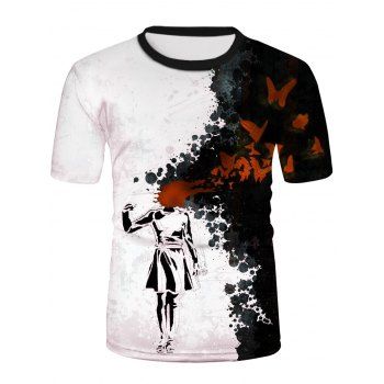 

Short Sleeve Butterfly Devil Painting Print T-shirt, Multicolor