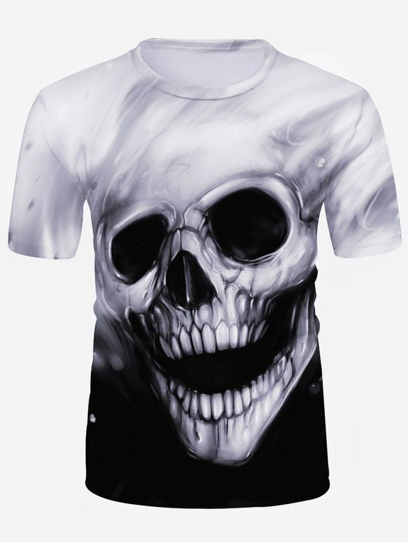 T-shirt Gothique à Imprimé Crâne à Manches Courtes - multicolor 3XL