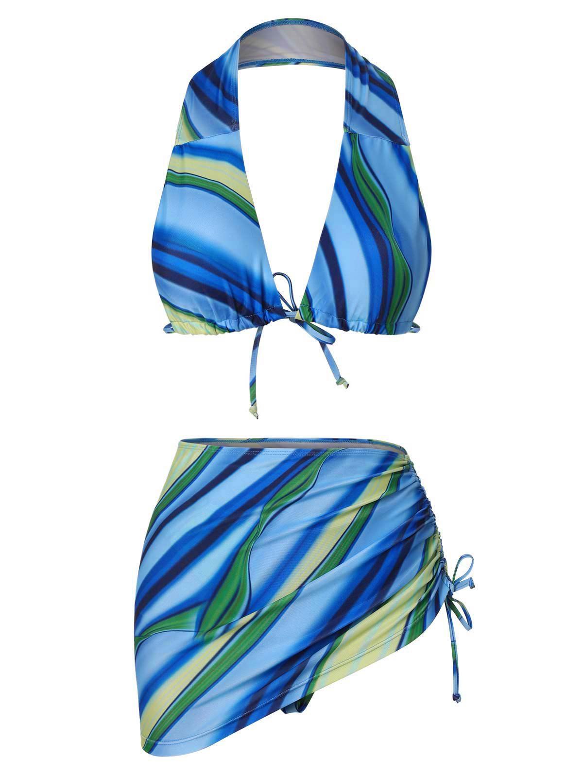 Maillot de Bain Bikini Sanglé Teinté Trois Pièces - multicolor L
