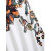 Cold Shoulder Baroque Flower Print Cutout High Low Midi Dress - WHITE XXXL
