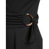 Draped Cowl Front O Ring Tied Dress - BLACK M
