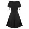 Draped Cowl Front O Ring Tied Dress - BLACK L
