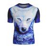 T-shirt à Motif Loup 3D à Manches Courtes - multicolor 3XL