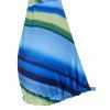 Tie Dye Stripe Cinched Three Piece Bikini Swimwear - multicolor L