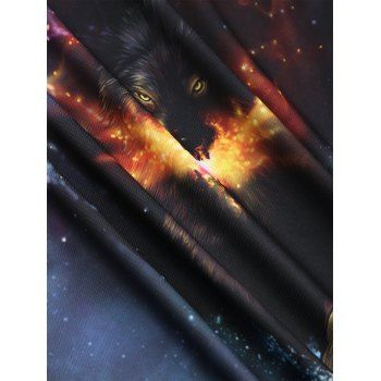 Buy Galaxy 3D Wolf Print Perforated T-shirt. Picture