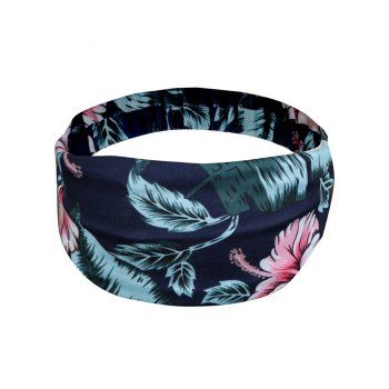 

Leaf Flower Print Stretchy Headband, Deep blue