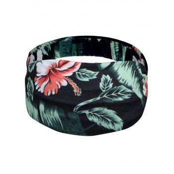 

Leaf Flower Print Stretchy Headband, Black