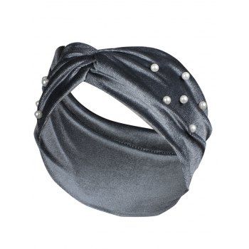 

Faux Pearl Velvet Twisted Headband, Dark gray