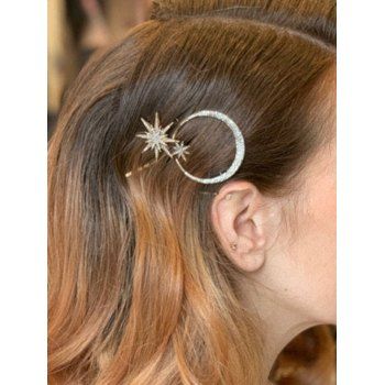 Fashion Women's Hair Accessories 3 Pcs Rhinestone Moon Snowflake Star Hair Pins Golden