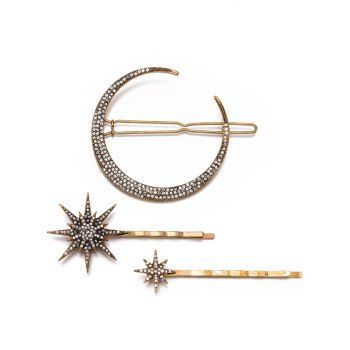 3 Pcs Rhinestone Moon Snowflake Star Hair Pins