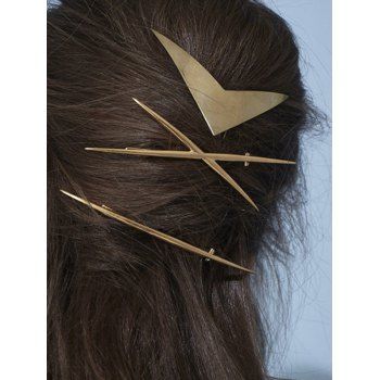 

3 Pcs Geometric Alloy Bobby Hair Pins, Golden