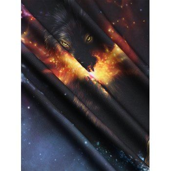 Galaxy 3D Wolf Print Perforated T-shirt