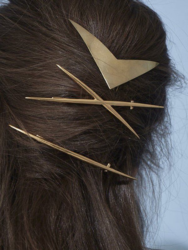 3 Pièces Épingle à Cheveux Géométrique en Alliage - d'or 