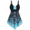 Ombre Floral Asymmetrical Hem Tankini Swimwear - LIGHT BLUE S