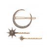 3 Pcs Rhinestone Moon Snowflake Star Hair Pins - GOLDEN 