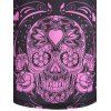 Gothic Skull Flower Print High Low Ruched Bust A Line Dress - PURPLE L