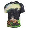 T-shirt Perforé à Imprimé 3D Loup Galaxie - multicolor 3XL