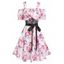 Cold Shoulder Mini Dress Flower Allover Print Vacation Dress Face Panel Frilled Belted A Line Dress - LIGHT PURPLE XXXL