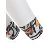 Flower Print Capri Leggings - WHITE L