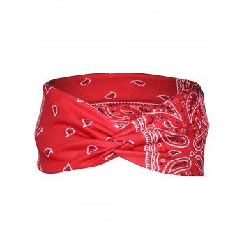 Fashion Women's Hair Accessories Paisley Print Cross Sweating Headband Red