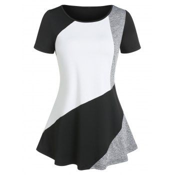 

Contrast Colorblock Short Sleeve T-shirt, Black