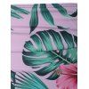 Tropical Print Cinched Padded Bikini Swimsuit - DEEP GREEN XL