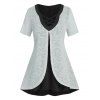 T-shirt Haut Bas Superposé Contrasté de Grande Taille - Noir 2X | US 18-20