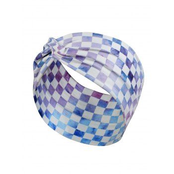 

Checkerboard Print Cross Headband, Light purple