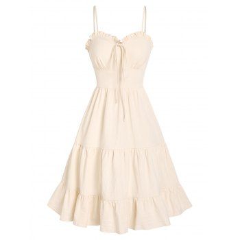 

Frilled Flounce Tiered Cami Dress, Light yellow