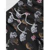 Floral Tiger Print Drawstring Board Shorts - BLACK XXL