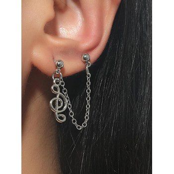 

Vintage Chain Musical Notes Drop Earring, Silver