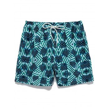 

American Flag Print Board Shorts, Blue